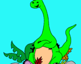 Dibuix Diplodocus assegut  pintat per HECTOR BB