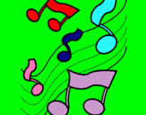 Dibuix Notes en l'escala musical  pintat per kili