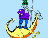Dibuix Sant Jordi i el drac pintat per ALEIX