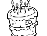 Dibuix Pastís d'aniversari 2 pintat per JK