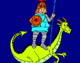 Dibuix Sant Jordi i el drac pintat per ANDREU