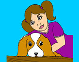 Dibuix Nena abraçant al seu gos  pintat per Marina