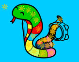 Dibuix Cobra amb pandereta pintat per eudald