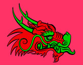 Dibuix Cap de drac vermell pintat per eudald
