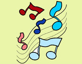 Dibuix Notes en l'escala musical  pintat per ginamandar