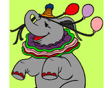 Dibuix Elefant amb 3 globus pintat per Jerjes2