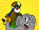 Dibuix Rei Balthasar en elefant pintat per titumaster