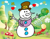 Dibuix Ninot de neu amb barret pintat per ADRIAG