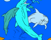 Dibuix Dofins jugant pintat per ANAIS MATEO 