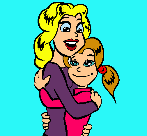 Dibuix Mare i filla abraçades pintat per laura