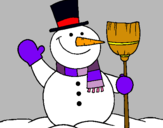 Dibuix ninot de neu amb escombra pintat per laura