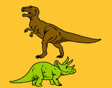 Dibuix Triceratops i tiranosaurios rex  pintat per Oriol