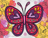 Dibuix Mandala papallona pintat per snopy