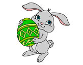 Dibuix Conill amb ou de pasqua pintat per Sandy