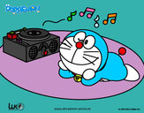 Dibuix Doraemon escoltant música pintat per superrita