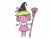 Nena bruixa de Halloween