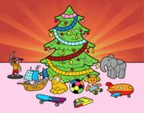 Dibuix Arbre de Nadal i joguines pintat per IONE