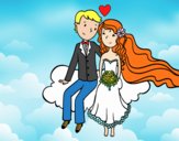 Dibuix Recent casats a un núvol pintat per MARIAJUAN