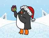 Pingüí amb gorra i regal de Nadal