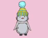 Pingüí amb gorra d'hivern