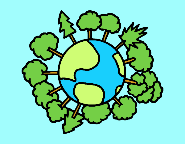 Planeta terra amb arbres