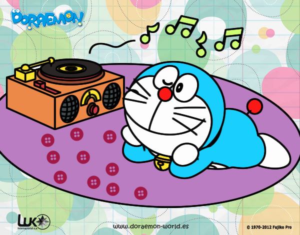 Doraemon escoltant música