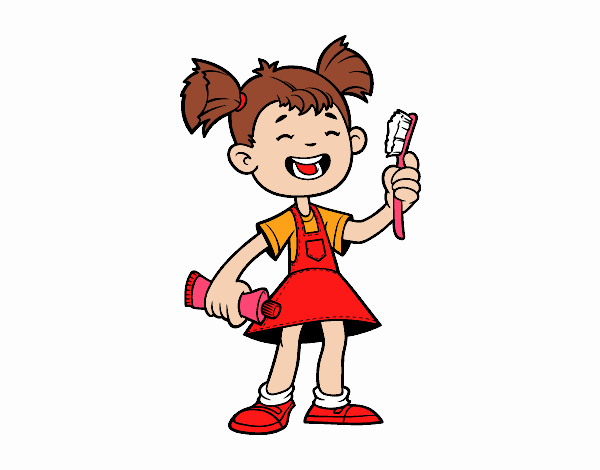 Nena amb raspall de dents