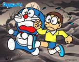 Doraemon i Nobita corrent