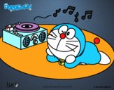 Doraemon escoltant música