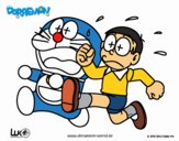 Doraemon i Nobita corrent